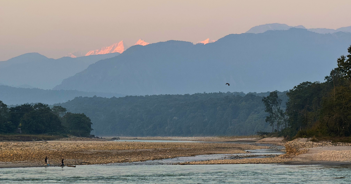 That mountain on the Narayanghat horizon is Manaslu, the world's 8th highest peak