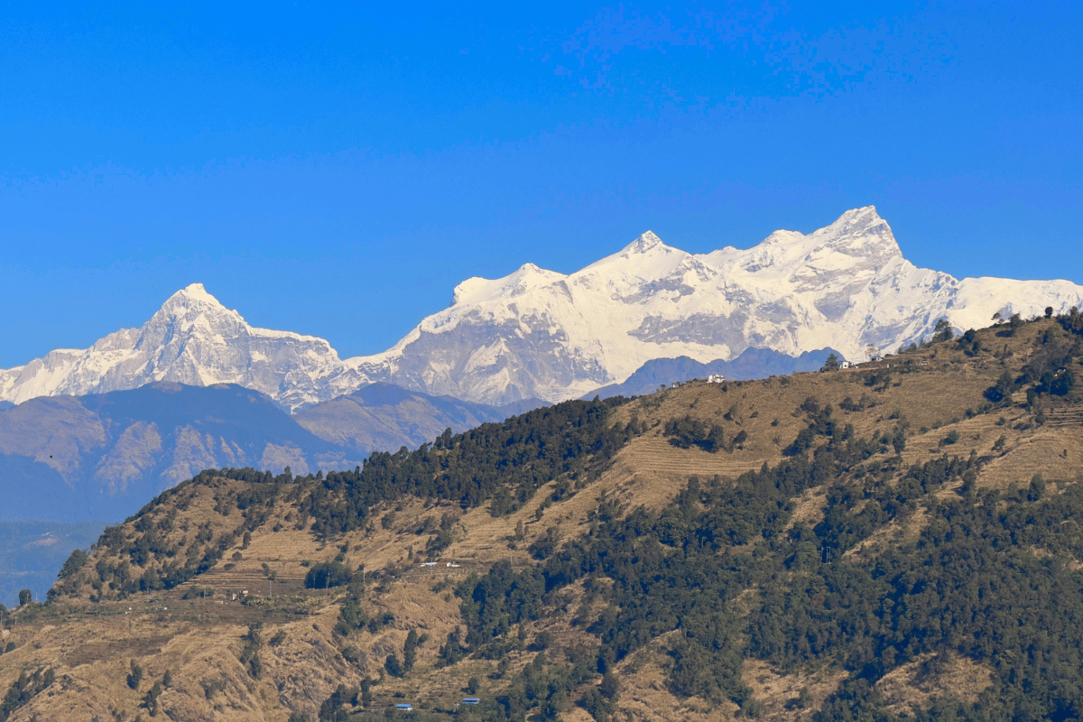 December 13, 2025 - From Chhoprak, Gorkha, The parallex effect causes Manaslu to hide behind Nagdi Chuli