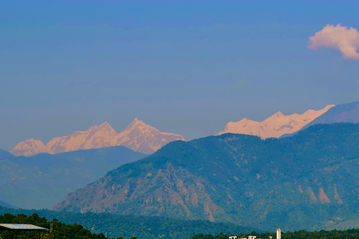 November 26, 2025 — Close up view of the most prominent summits seen from Narayanghat, looking due North.